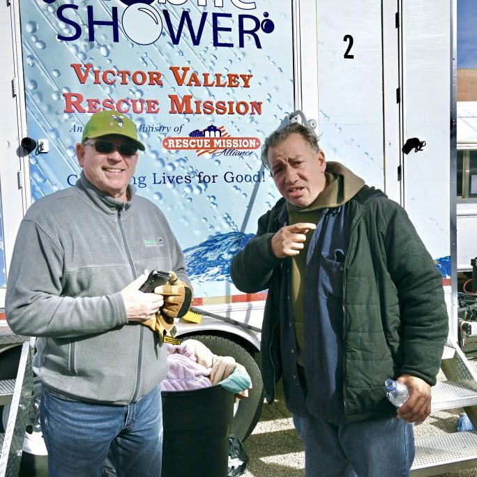 Al mans the mobile shower trailer on Wednesdays, offering our neighbors on the streets an opportunity to get clean and ask for help.